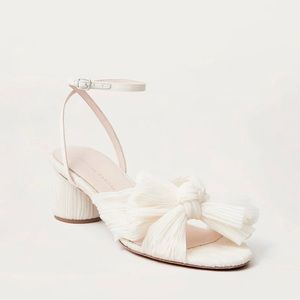 Loeffler Randall Dahlia Pearl Pleated Bow Heel in Ivory Pearl size 8.5